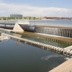 Downstream view of the original Tempe Town Lake Dam