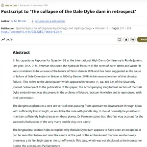 Postscript to Discussion on Dale Dyke Dam