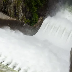 Spillway Area of Cleveland Dam in North Vancouver on a Rainy Spr