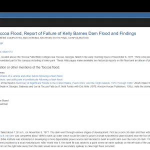 The 1977 Toccoa Flood, Report of Failure of Kelly Barnes Dam Flood and Findings