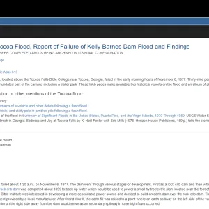 The 1977 Toccoa Flood, Report of Failure of Kelly Barnes Dam Flood and Findings