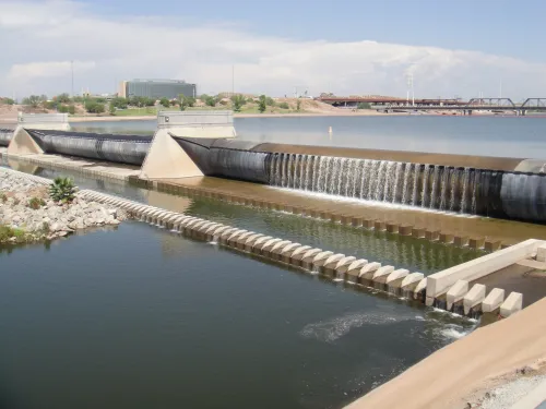 Downstream view of the original Tempe Town Lake Dam